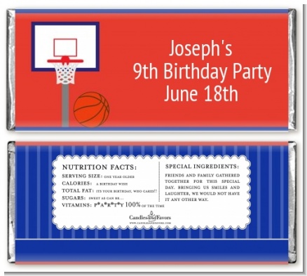 Basketball Jersey Blue and Red - Personalized Birthday Party Candy Bar Wrappers