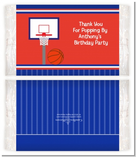 Basketball Jersey Blue and Red - Personalized Popcorn Wrapper Birthday Party Favors
