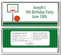 Basketball Jersey Green and White - Personalized Birthday Party Candy Bar Wrappers