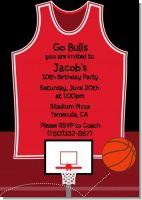 Basketball Jersey Red and Black - Birthday Party Invitations