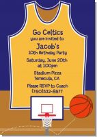 Basketball Purple and Yellow - Birthday Party Invitations