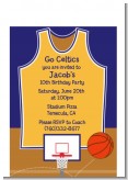 Basketball Purple and Yellow - Birthday Party Petite Invitations