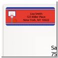 Basketball Jersey Blue and Red - Birthday Party Return Address Labels thumbnail