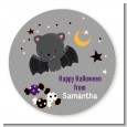 Bat - Round Personalized Halloween Sticker Labels thumbnail