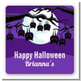 Bats On A Branch - Square Personalized Halloween Sticker Labels thumbnail