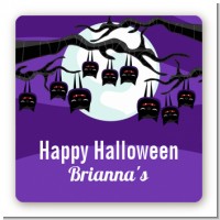 Bats On A Branch - Square Personalized Halloween Sticker Labels