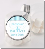Bautizo Cross Blue - Personalized Baptism / Christening Candy Jar