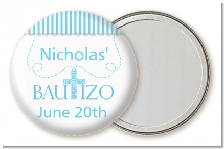 Bautizo Cross Blue - Personalized Baptism / Christening Pocket Mirror Favors