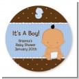 Baby Boy Hispanic - Round Personalized Baby Shower Sticker Labels thumbnail