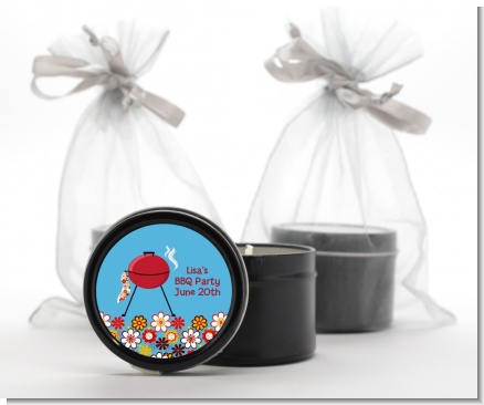BBQ Grill - Birthday Party Black Candle Tin Favors