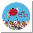 BBQ Grill - Round Personalized Birthday Party Sticker Labels thumbnail