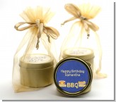 BBQ Hotdogs and Hamburgers - Birthday Party Gold Tin Candle Favors