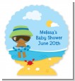 Beach Baby African American Boy - Personalized Baby Shower Centerpiece Stand thumbnail