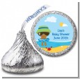 Beach Baby African American Boy - Hershey Kiss Baby Shower Sticker Labels thumbnail