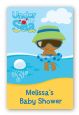 Beach Baby African American Boy - Custom Large Rectangle Baby Shower Sticker/Labels thumbnail