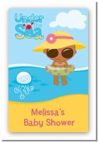 Beach Baby African American Girl - Custom Large Rectangle Baby Shower Sticker/Labels