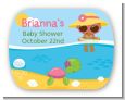 Beach Baby African American Girl - Personalized Baby Shower Rounded Corner Stickers thumbnail