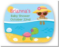 Beach Baby African American Girl - Personalized Baby Shower Rounded Corner Stickers