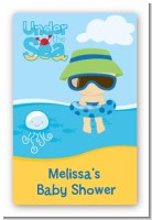 Beach Baby Boy - Custom Large Rectangle Baby Shower Sticker/Labels