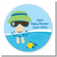 Beach Baby Boy - Round Personalized Baby Shower Sticker Labels thumbnail