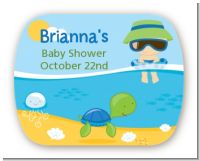 Beach Baby Boy - Personalized Baby Shower Rounded Corner Stickers