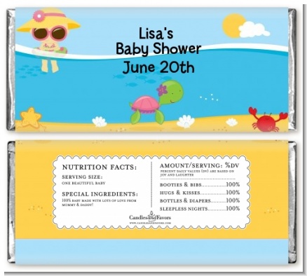 Beach Baby Girl - Personalized Baby Shower Candy Bar Wrappers