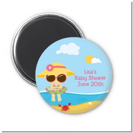 Beach Baby Girl - Personalized Baby Shower Magnet Favors