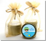 Beach Baby Hispanic Boy - Baby Shower Gold Tin Candle Favors