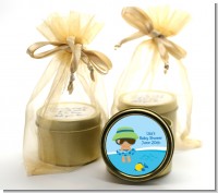 Beach Baby Hispanic Boy - Baby Shower Gold Tin Candle Favors