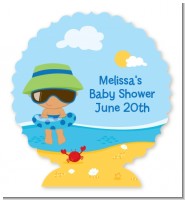 Beach Baby Hispanic Boy - Personalized Baby Shower Centerpiece Stand