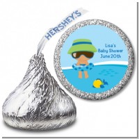 Beach Baby Hispanic Boy - Hershey Kiss Baby Shower Sticker Labels