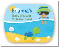 Beach Baby Hispanic Boy - Personalized Baby Shower Rounded Corner Stickers