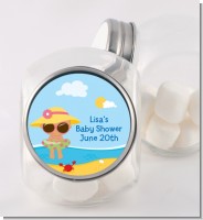 Beach Baby Hispanic Girl - Personalized Baby Shower Candy Jar