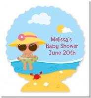 Beach Baby Hispanic Girl - Personalized Baby Shower Centerpiece Stand