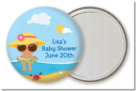 Beach Baby Hispanic Girl - Personalized Baby Shower Pocket Mirror Favors