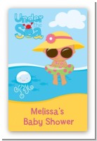 Beach Baby Hispanic Girl - Custom Large Rectangle Baby Shower Sticker/Labels