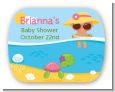 Beach Baby Hispanic Girl - Personalized Baby Shower Rounded Corner Stickers thumbnail