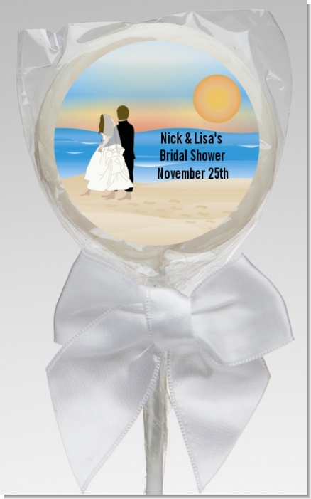 Beach Couple - Personalized Bridal Shower Lollipop Favors