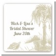 Beach Scene - Square Personalized Bridal Shower Sticker Labels thumbnail