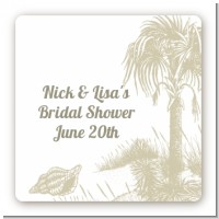 Beach Scene - Square Personalized Bridal Shower Sticker Labels