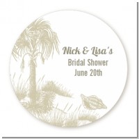 Beach Scene - Round Personalized Bridal Shower Sticker Labels