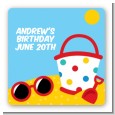 Beach Toys - Square Personalized Birthday Party Sticker Labels thumbnail