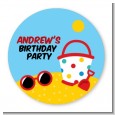 Beach Toys - Round Personalized Birthday Party Sticker Labels thumbnail