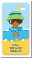 Beach Baby African American Boy - Custom Rectangle Baby Shower Sticker/Labels