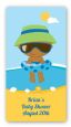 Beach Baby African American Boy - Custom Rectangle Baby Shower Sticker/Labels thumbnail