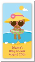 Beach Baby African American Girl - Custom Rectangle Baby Shower Sticker/Labels