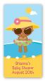 Beach Baby African American Girl - Custom Rectangle Baby Shower Sticker/Labels thumbnail