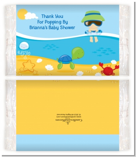 Beach Baby Asian Boy - Personalized Popcorn Wrapper Baby Shower Favors