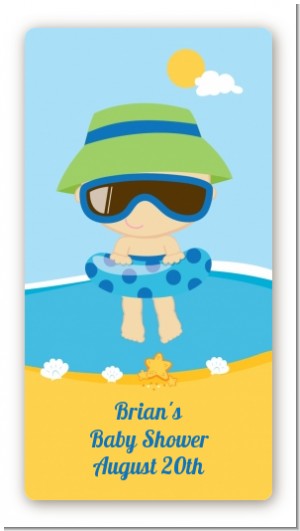 Beach Baby Boy - Custom Rectangle Baby Shower Sticker/Labels