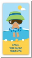 Beach Baby Hispanic Boy - Custom Rectangle Baby Shower Sticker/Labels